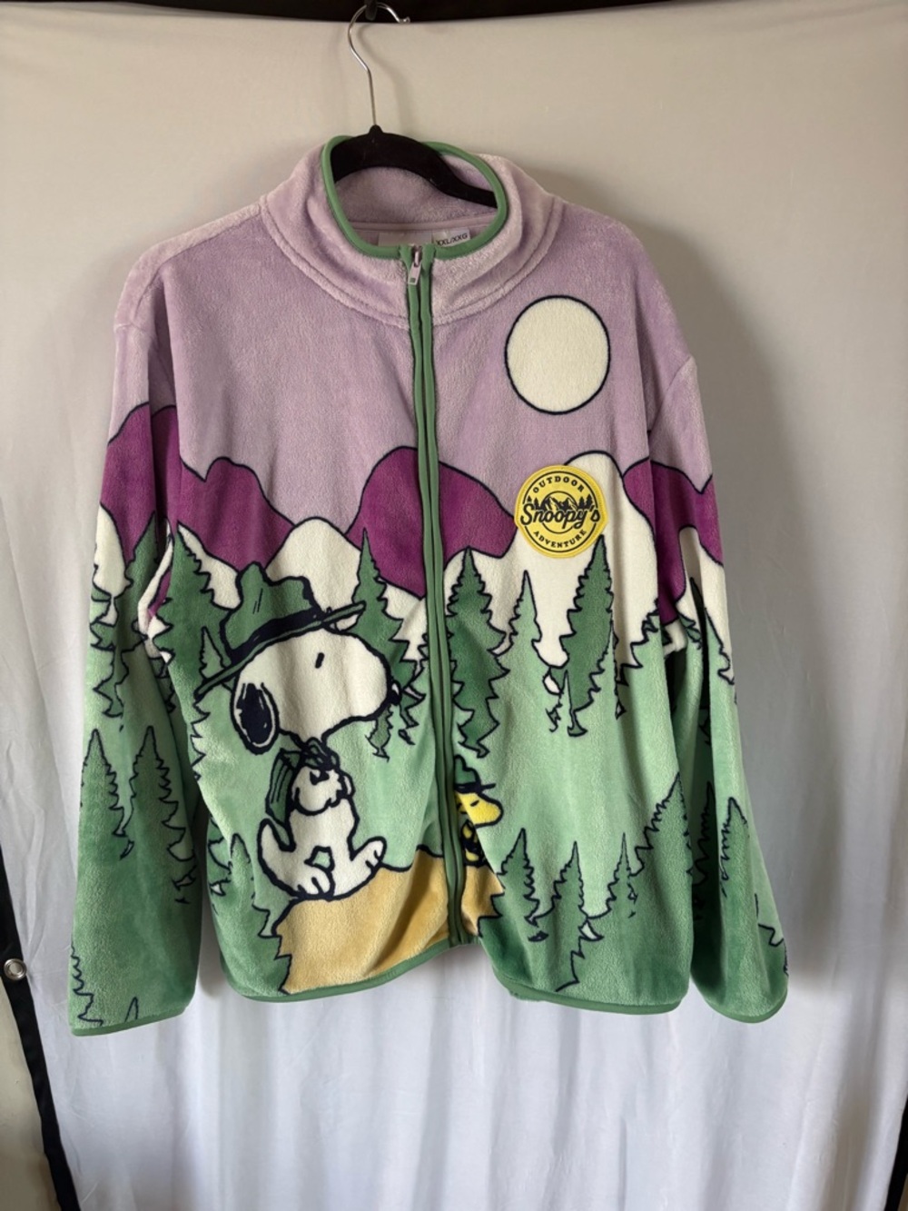 Peanuts Lavender & Green Snoopy Scenic Zip-Up Plush Jacket